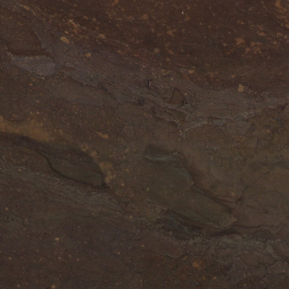 Detail van Terra kwartsiet met diepe bruintinten en roestkleurige nuances